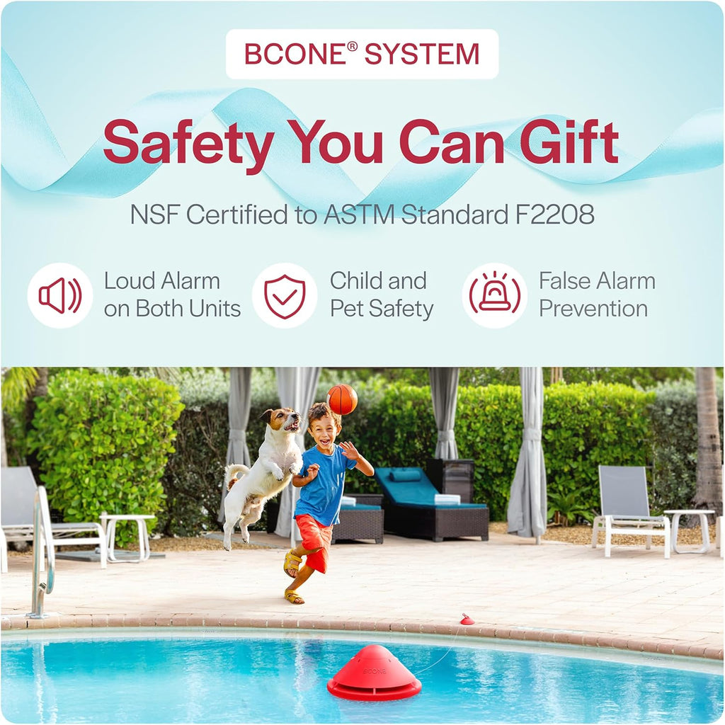 BCONE® Pool Alarm by Lifebuoy® | ASTM F2208 Certified | Floating Safety Device with App Alerts + Alexa Voice Control | 2.4GHz Wi-Fi | for Inground & Above-Ground Pools