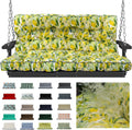 Waterproof Porch Swing Cushion Replacement, 2–3 Seat Swing Seat Cushion with Backrest & Ties, Thick Outdoor Bench Cushion for Patio Garden Porch (Botanical Yellow, 40 x 63 in)