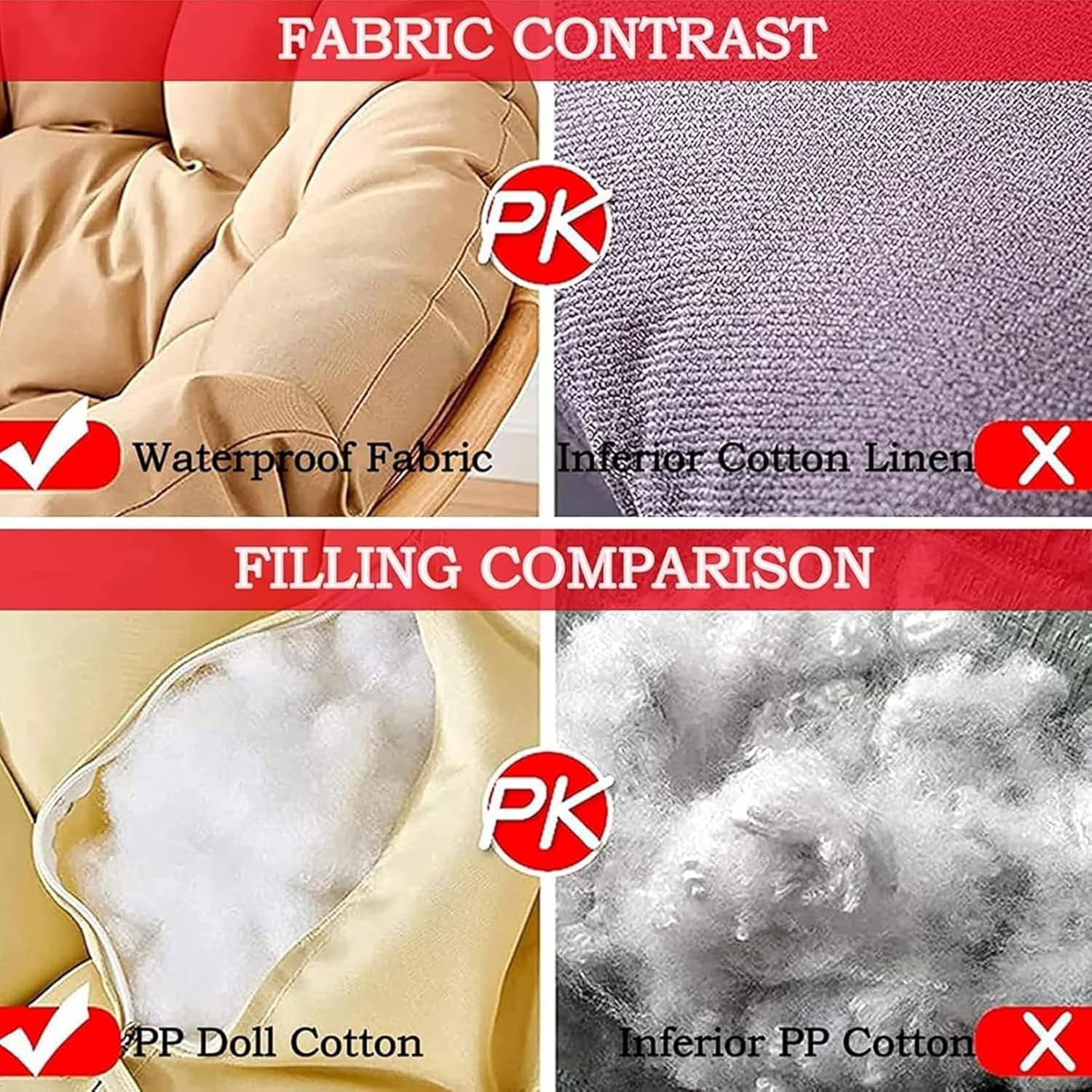Papasan Chair Cushion Only,Indoor/Outdoor/Garden Papasan RoundCushion Water Resistant Patio Cushion Poly Rattan Armchair Hanging Chair Pillow Soft/Comfortable ChairCushion (D,48x48in)
