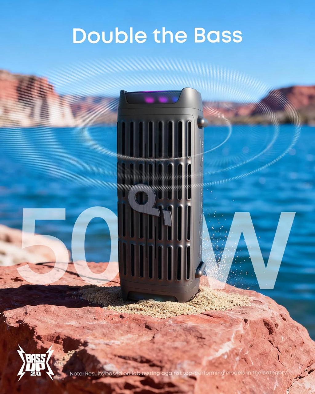 Soundcore Boom 3i by Anker, Compact Outdoor Speaker, IP68 Waterproof, Floating Playback, Saltwater-Resistant, BassUp 2.0, 50W Portable Speaker, Bluetooth 5.3, 16H, TWS, Kayak/Fishing/Camping