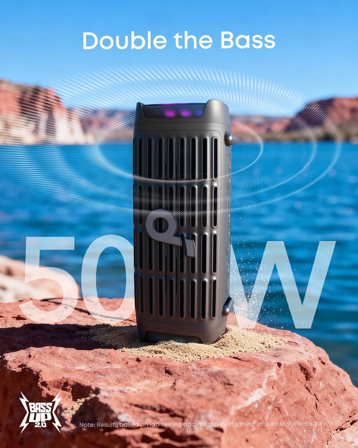 Soundcore Boom 3i by Anker, Compact Outdoor Speaker, IP68 Waterproof, Floating Playback, Saltwater-Resistant, BassUp 2.0, 50W Portable Speaker, Bluetooth 5.3, 16H, TWS, Kayak/Fishing/Camping