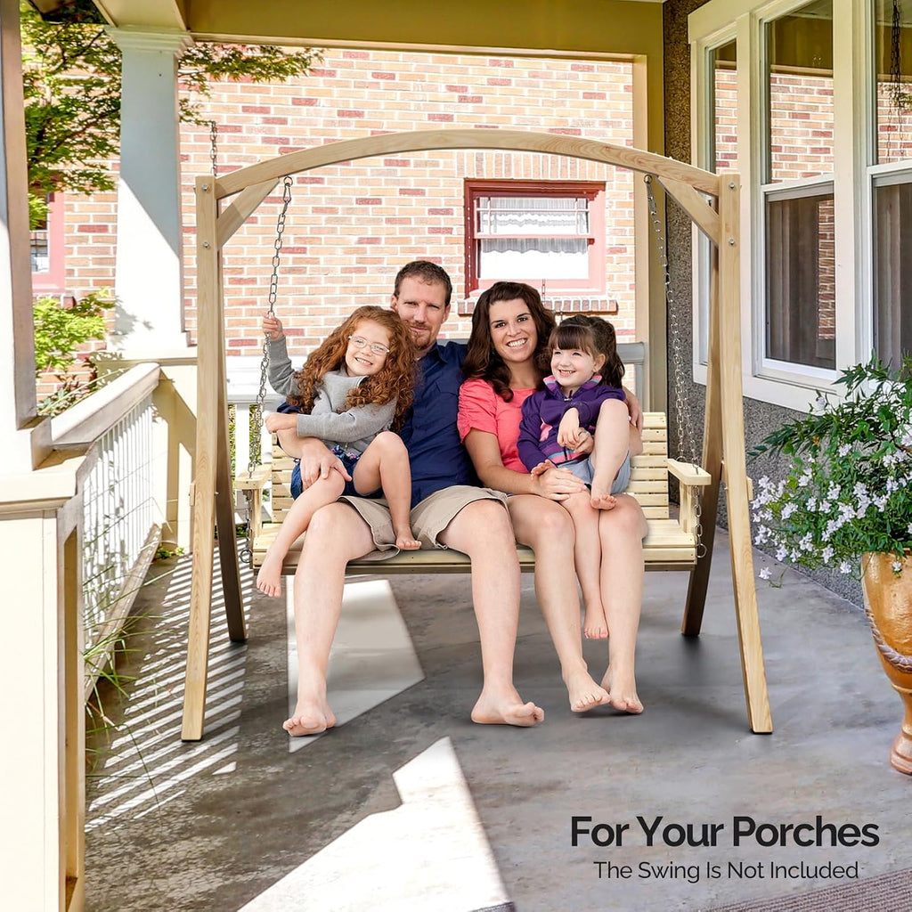 VINGLI 6.7FT Porch Swing Frame, 1000LBS Heavy Duty A-Frame Wooden Porch Swing Stand with Curved Arc Top for 5FT Porch Swing, Large Swing Hanger for Garden, Patio, Backyard & Indoor, Natural