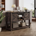 LUXOAK Farmhouse Entryway Table with Sliding Barn Doors, 46' Sofa Table for Living Room, Console Table with Storage, Dark Rustic Oak
