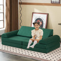 jela Kids Couch Safety Certified Play Couch Soft Kids Sofa with Machine Washable Cover Thick Foam Fort Building Set for Playroom Indoor (57'x28'x18', Pine Green)
