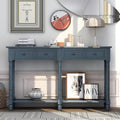 Merax Console Table Sofa Table with Two Storage Drawers and Bottom Shelf for Living Room, Entryway, Easy Assembly (Antique Navy)