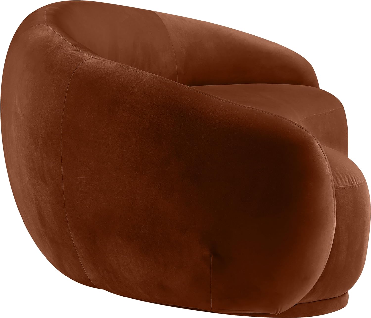 Meridian Furniture 44044Cognac-S Emery Collection Modern | Contemporary Sofa with Ultra Luxe Cognac 460 GSM Velvet, Solid Eucalyptus Wood Inner Frame, 95' W x 45.5' D x 31' H, Cognac