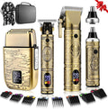 QREEYX Hair Clippers for Man T-Blade Trimmer Nose Hair Trimmer Electric Shaver Set, Professional Metal Body Barber Clippers Set for Haircut, Men's Grooming Kit with LCD Display, Ideal Gift for Him