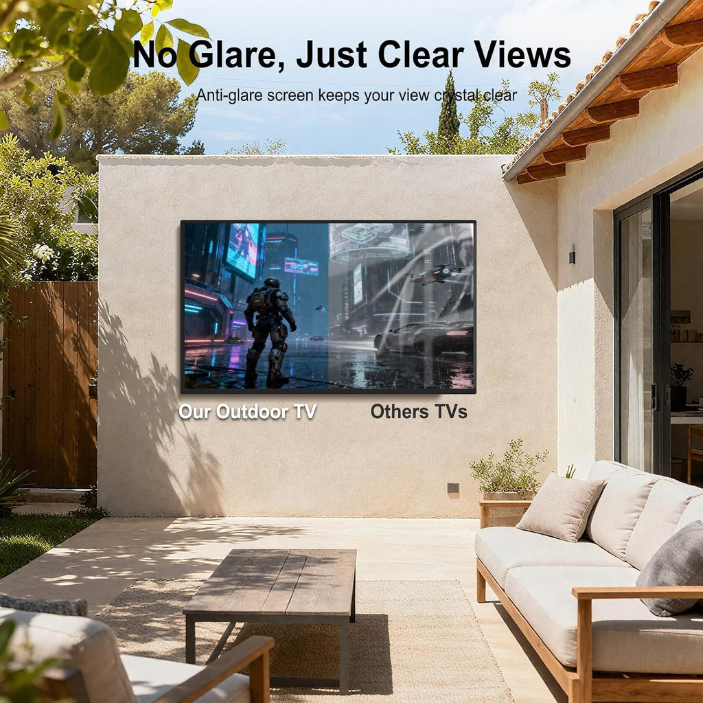 Outdoor TV, 65Inch 4K Outdoor Smart TV, 1000nits High Brightness Outdoor TVs, IP65 Waterproof TV, Voice Assistant Remote, Compatible with Dolby, Wide Viewing Angle Smart TV, Suitable for Partial Sun
