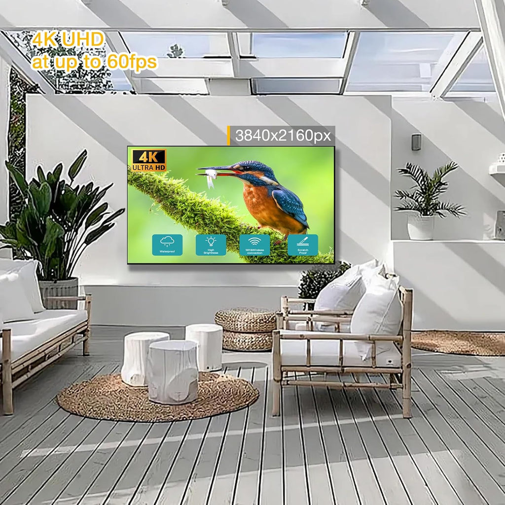 65 Inch Outdoor TV 3000 nits Full Sun LCD Smart TV 4K UHD Outside Television IP55 Weatherproof Ultra-Thin High Brightness All-Weather Wide Viewing Angle Commercial Grade Television