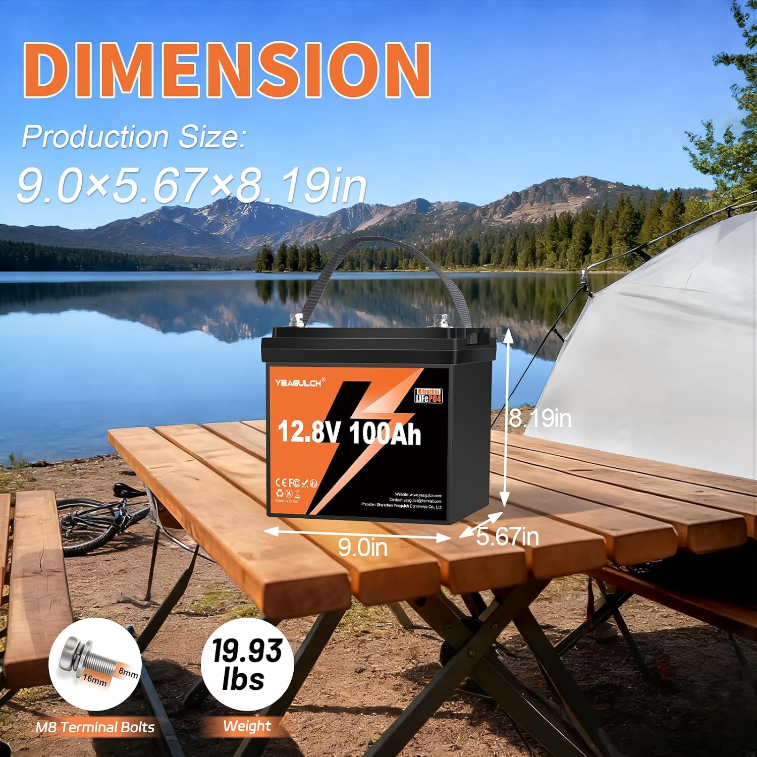 12V 100Ah Slim LiFePO4 Lithium Battery,1280Wh 15000+ Deep Cycle 100A BMS 12V Small Mini Lithium Battery Ideal for RV,Solar,Off-Grid Systems,Home Energy Storage