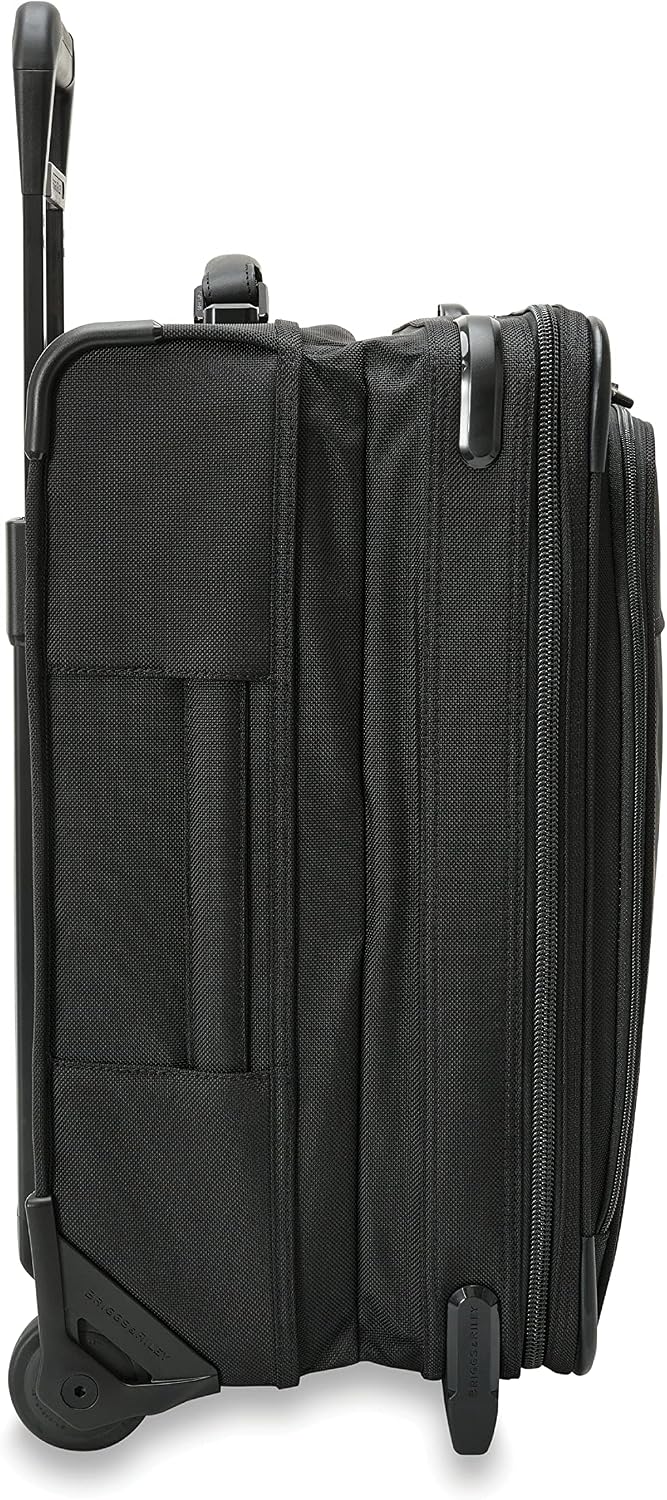 Briggs & Riley Global 2-Wheel Expandable Carry On - Luggage for International Travel, Suitcases with Wheels, Softside Rolling Bag for Men & Women, Self-Repairing Zipper - Baseline Collection, Black