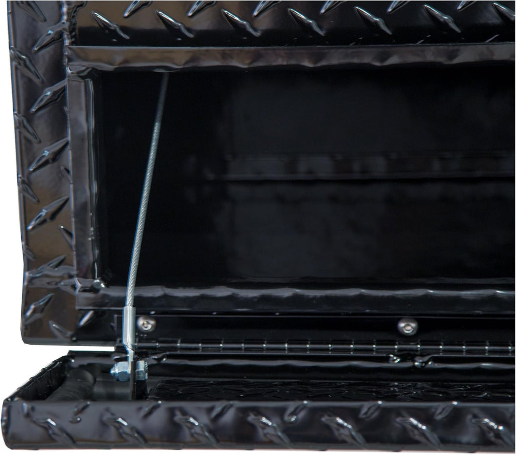 Buyers Products 1725660 Black Diamond Tread Aluminum Contractor Truck Tool Box – 2-Tier Storage, 96 x 21 x 13.2 in, Flip-Up Door with Gas Shocks, Weather-Resistant, No-Drill Install – Made in USA