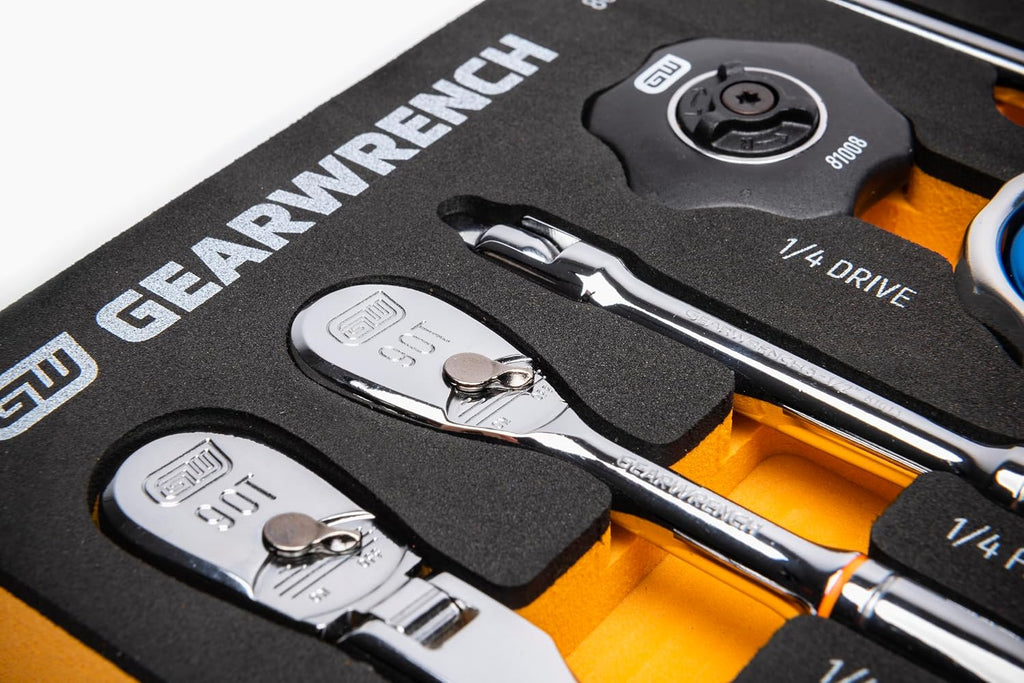 GEARWRENCH 18 Piece 1/4' 90T Ratchet & Drive Tool Set with EVA Foam Tray - 86520