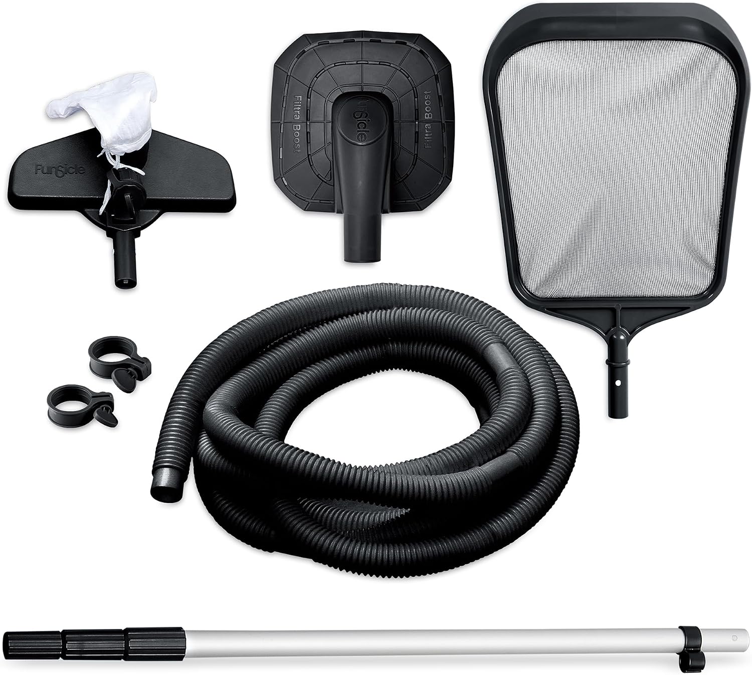 Funsicle Oasis Designer 16' x 48' Round Above Ground Swimming Pool, With FiltraBoost 1800 GPH Filter Pump With AutoSkimmer, Pump, Ladder, Deluxe Maintenance Kit, Cover & Ground Cloth, Dark Herringbone