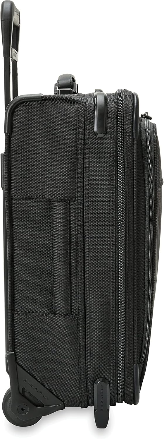 Briggs & Riley Global 2-Wheel Expandable Carry On - Luggage for International Travel, Suitcases with Wheels, Softside Rolling Bag for Men & Women, Self-Repairing Zipper - Baseline Collection, Black