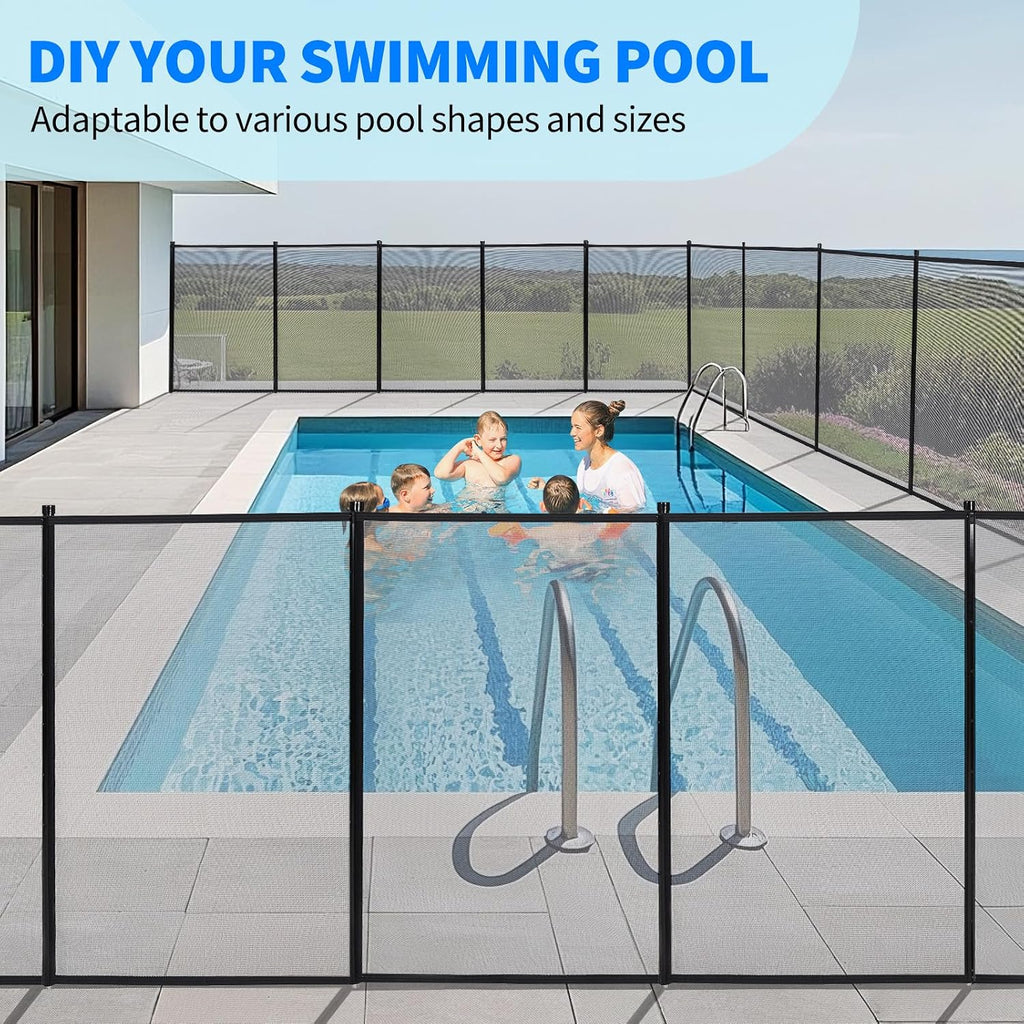 Pool Fence 4Ft x 108Ft, 320GSM Teslin Mesh with Stainless Steel Frame for Inground/Above Ground Pools, Swimming Pool Fence for Backyard Garden Pool Safety