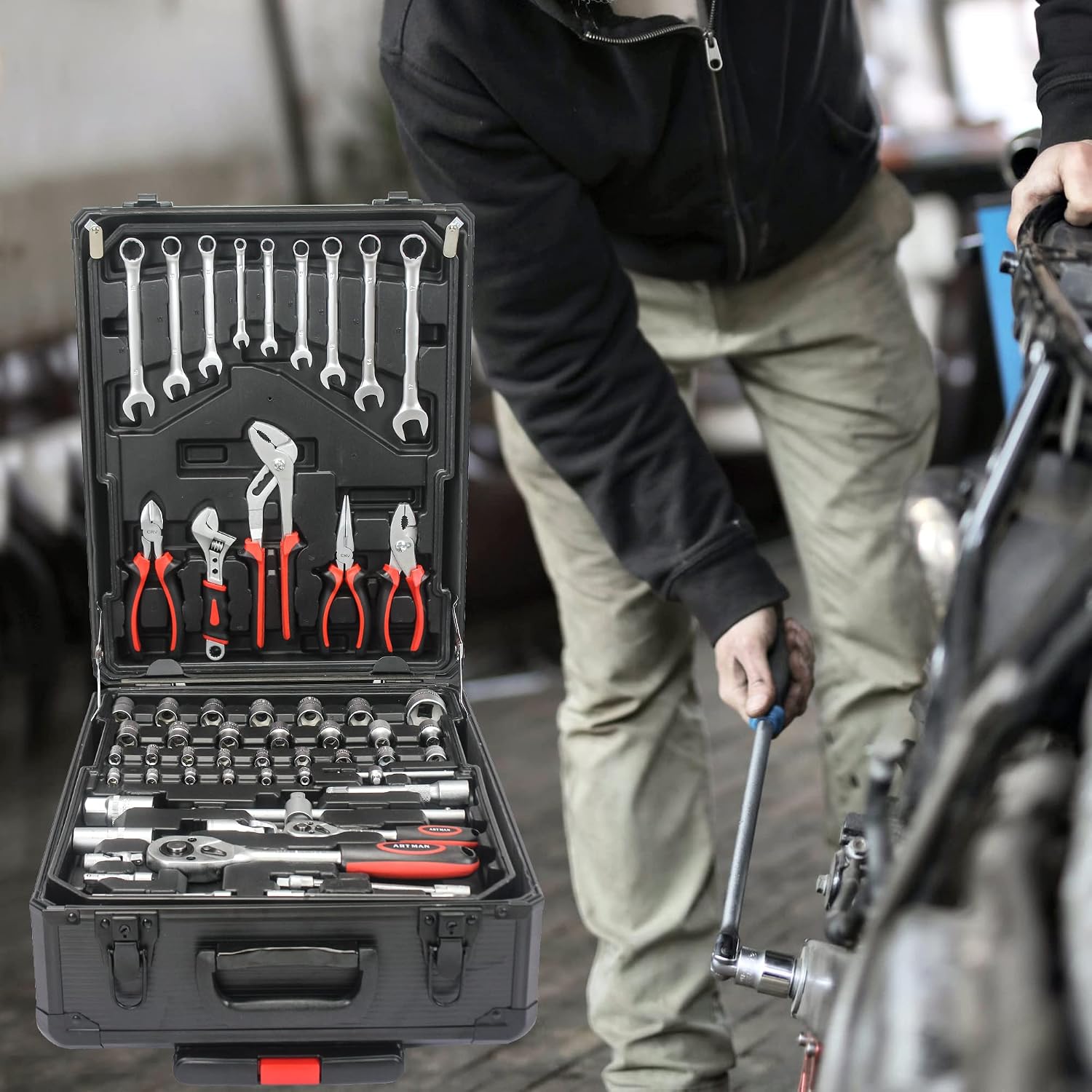 Home Tool Set Kit -899 PCS Home Auto Repair Tool Kit with Rolling Tool Box, Complete Hand Tool Set, Perfect for Homeowner, Diyer, Handyman