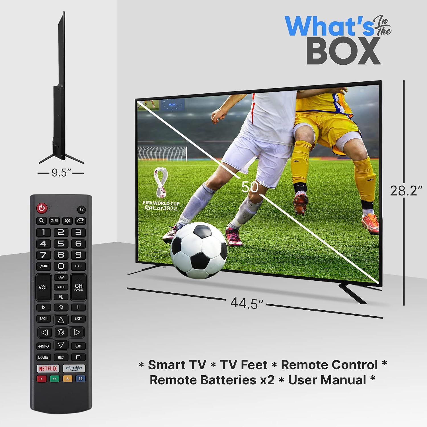 Pyle 50' 2160p UHD Smart TV - Flat Screen Monitor HD DLED Digital/Analog Television w/Built-in WebOS Hub Operating System, HDMI, USB, AV, Full Range Stereo Speaker, Wall Mount, Includes Remote Control