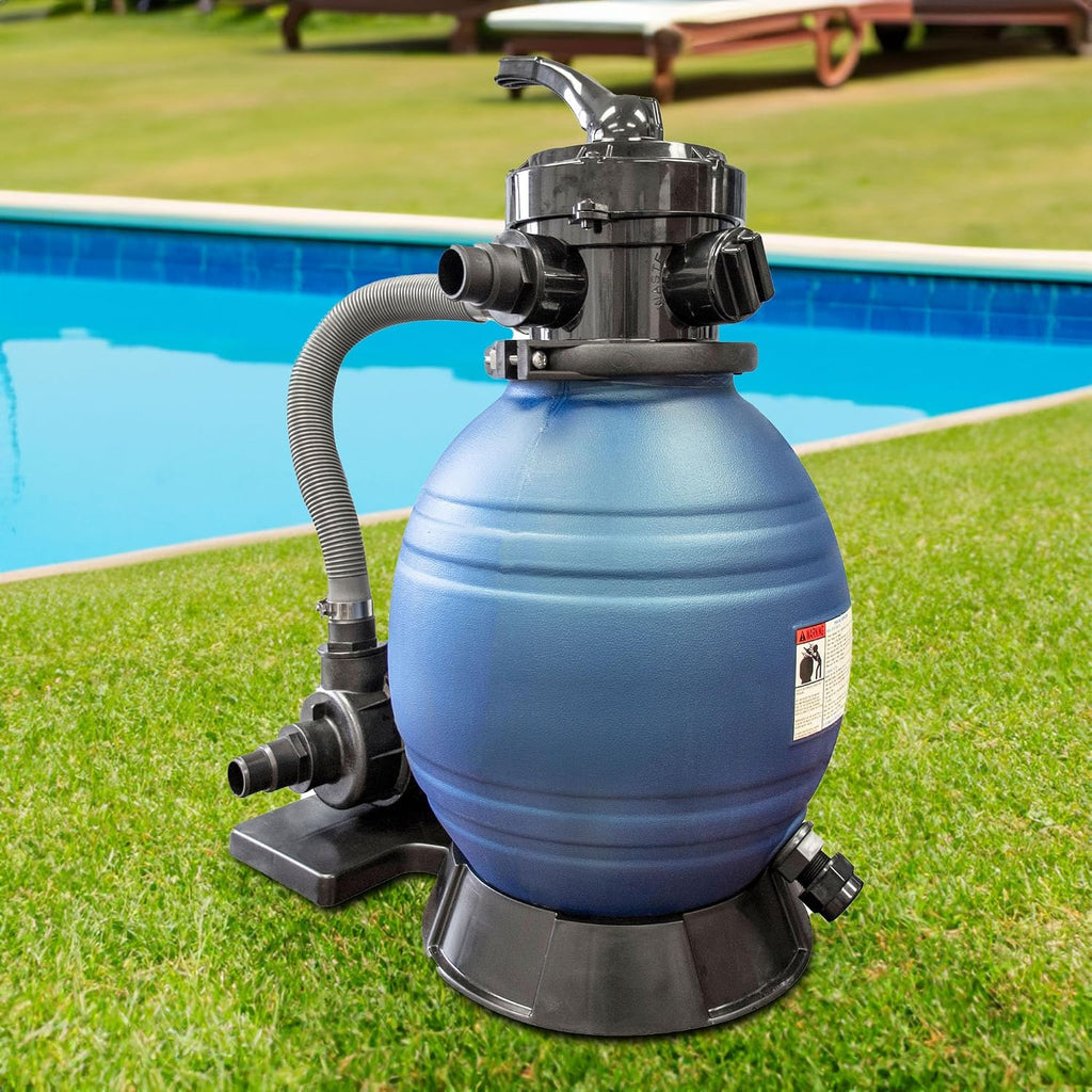 SWIMLINE HYDROTOOLS Complete Sand Filter System, 12' Tank - for Above-Ground Pools Up to 8,000 Gallons, Single Speed Pump, 0.3 THP, 1,980 GPH, 4-Way Multi-Port Valve, 42 lb Capacity