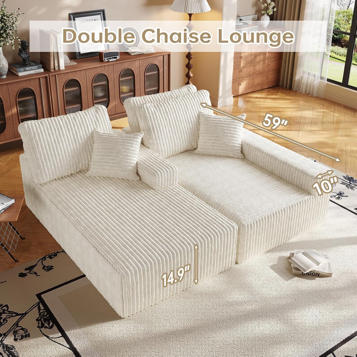 96' Modular Sectional Cloud Couch for Living Room Deep Seat L Shapes Boneless Couch with Oversized Chaise Lounge, Comfy Memory Foam Flannel Fabric Sofa for Bedroom Apartment, No Assembly Required