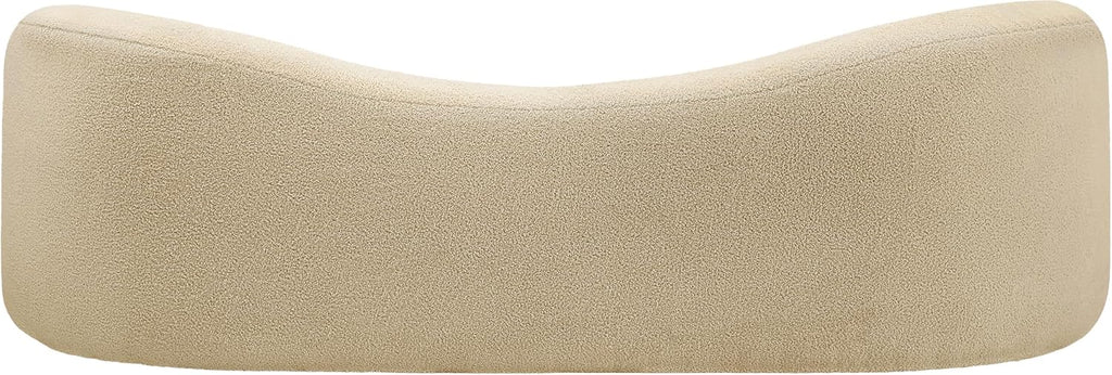 Meridian Furniture 186Beige-S Kali Collection Modern | Contemporary Sofa with Soft Beige Faux Shearling Teddy Fabric, Curved Back, 86' W x 33' D x 27' H, Beige
