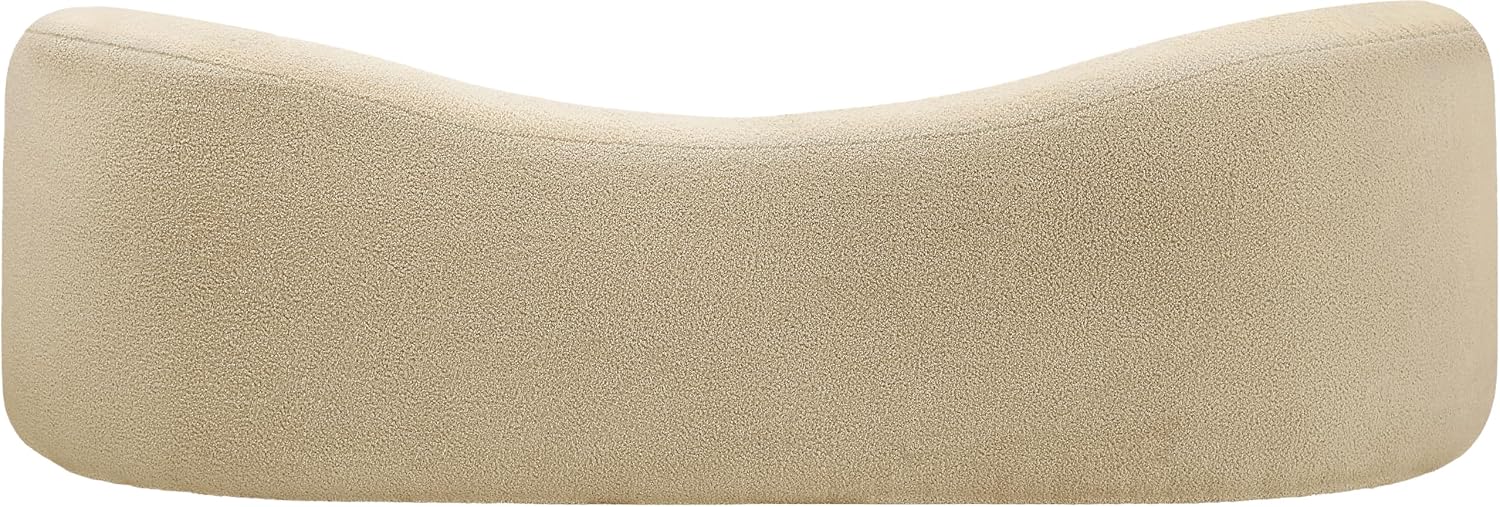 Meridian Furniture 186Beige-S Kali Collection Modern | Contemporary Sofa with Soft Beige Faux Shearling Teddy Fabric, Curved Back, 86' W x 33' D x 27' H, Beige