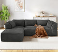 Vesgantti 106' Boneless Couch with Chaise, Deep Seat Comfy Cloud Modular Sofa Corduroy Memory Foam Sectional Couches for Living Room Bedroom, No Assembly Required (Grey, Left-Facing Chaise)