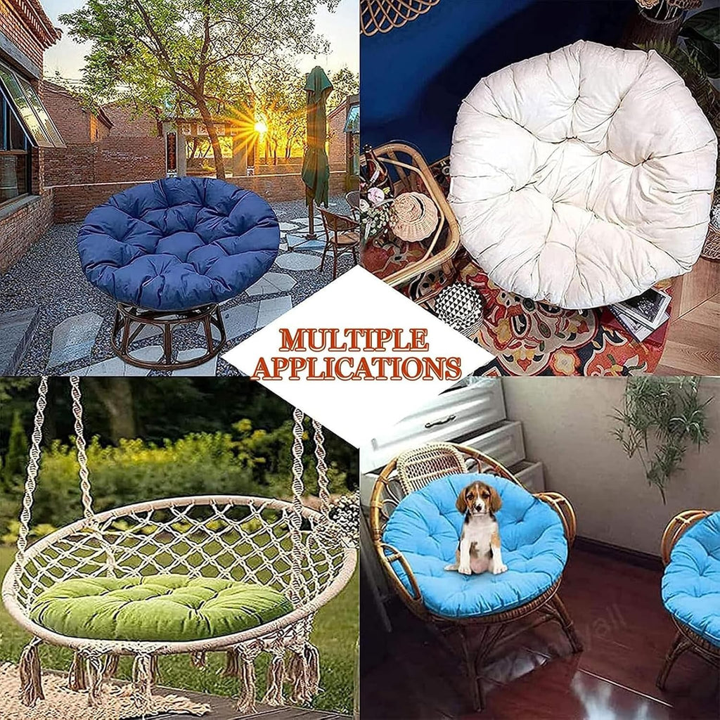 Papasan Chair Cushion Only,Indoor/Outdoor/Garden Papasan RoundCushion Water Resistant Patio Cushion Poly Rattan Armchair Hanging Chair Pillow Soft/Comfortable ChairCushion (D,48x48in)