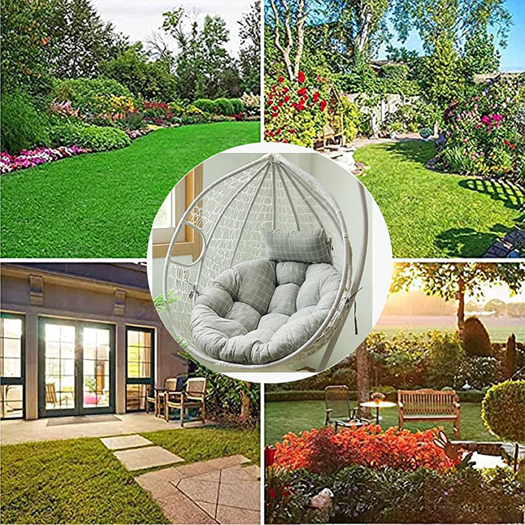 HUHJYUGE Egg Chair Cushion Outdoor, Hanging Chair Cushion Only, Thicken Hanging Basket Seat Cushion with Pillow, Skin-Friendly, Detachable, Soft Not-Slip, for Home Garden (E)