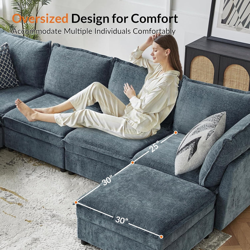 HULALA HOME Storage Ottoman for Sectional Sofa Couch, Blue