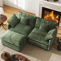 WorthFurni 77 Inch L Shape Cloud Sofa, Modular Sectional Couch with Ottoman, Comfy Chenille Deep Seat Loveseat with Pillow for Living Room Bedroom Apartment (Green)