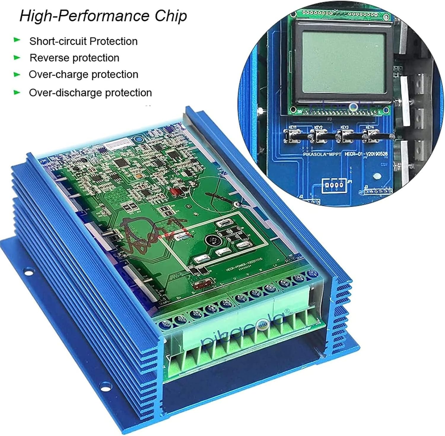 Wind Solar Hybrid System MPPT Charge Controller,3000W 12V/24V/48V with Dump Load Wind Turbine Generator Solar Panel Auto Regulator (Blue)