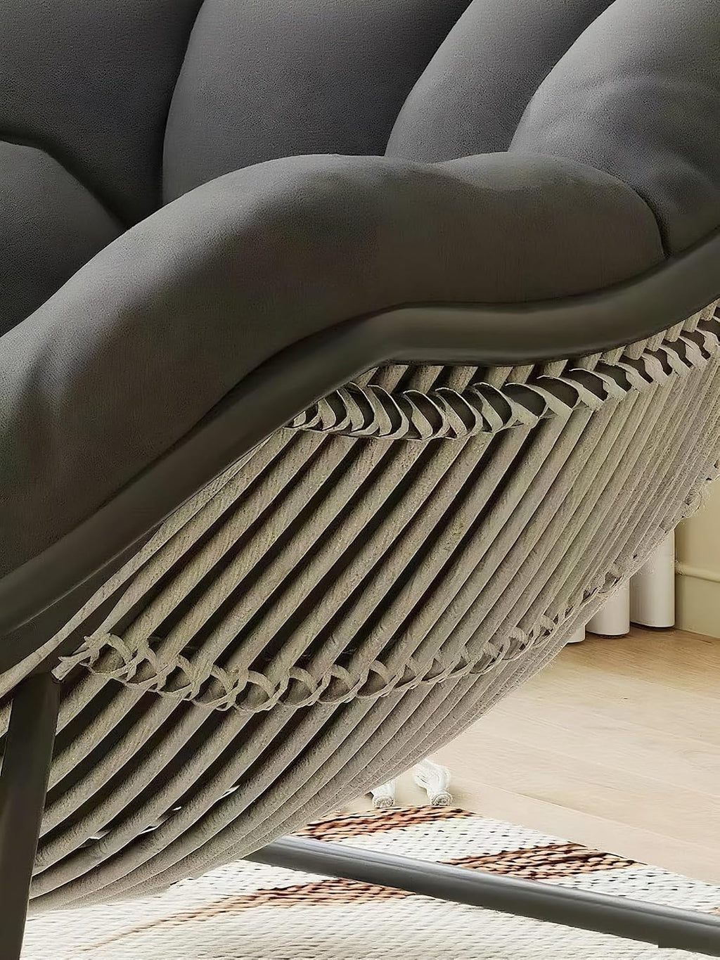 Rocking Chair with Cushion, Oversized Egg Chair Indoor Outdoor, All-Weather Lounge Rocker for Patio, Balcony, Garden(A,2 Chair)