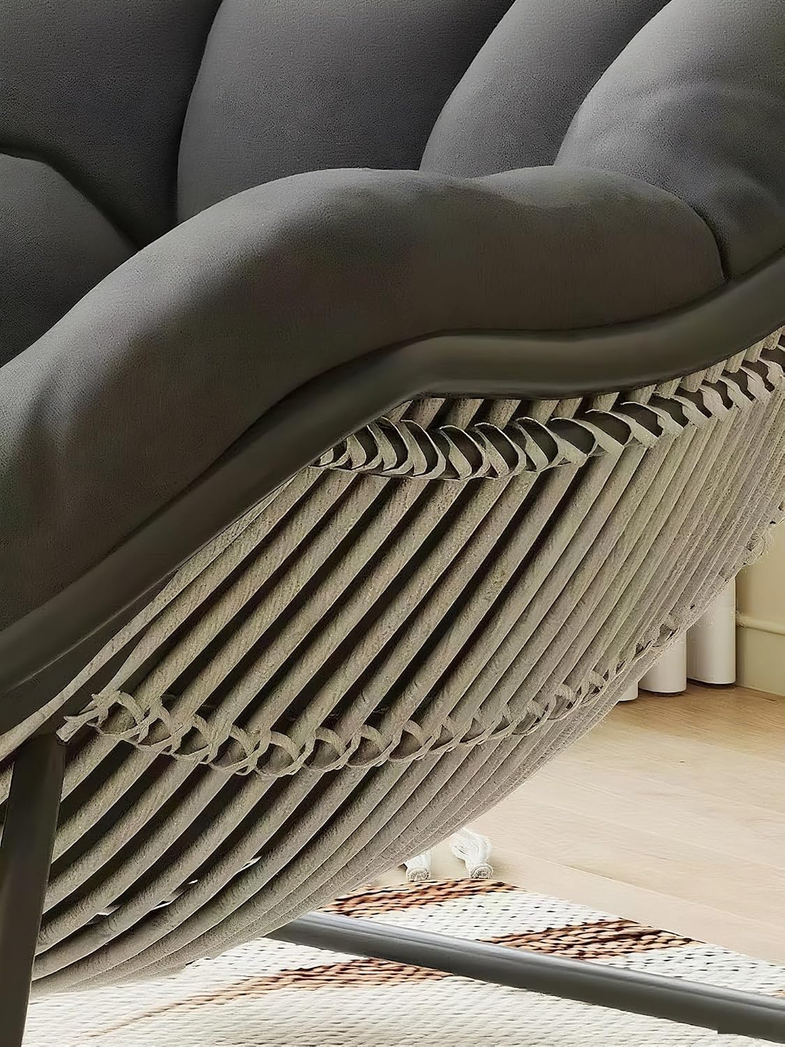 Rocking Chair with Cushion, Oversized Egg Chair Indoor Outdoor, All-Weather Lounge Rocker for Patio, Balcony, Garden(B,1 Chair)