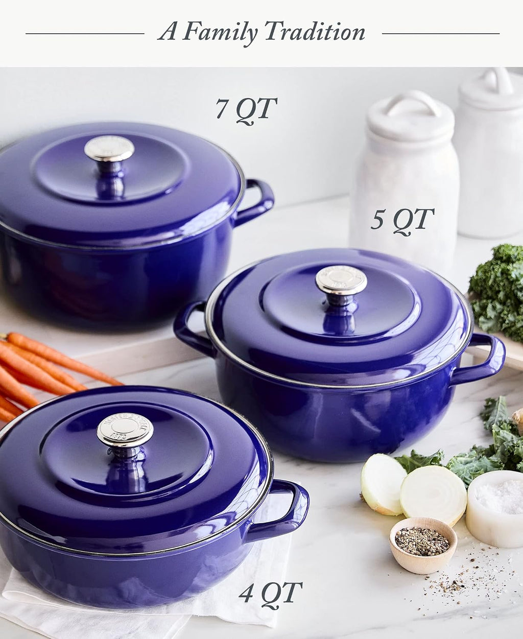 Merten & Storck 7QT Round Dutch Oven Casserole Pot with Lid, European Crafted Enameled Iron Stockpot, Induction & All Cooktops, Braising, Stews, Roasting, Slow Cooking, Sourdough, Cobalt Blue