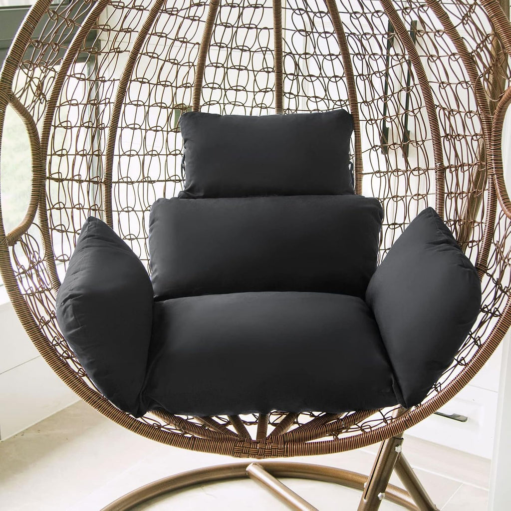 HUHJYUGE Egg Chair Cushion Replacement, Hanging Chair Cushion Only, Swing Cushion Outdoor, with Headrest, Zipper, Detachable, Skin-Friendly, Comfy, for Patio Garden