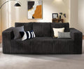 Modular Sectional Sofa 3-Seater Modular Couch with Deep Seat Memory Foam Cloud Chair with Pillows Oversized Sectional Sofa for Living Room Bedroom (Strip Grey, 3-Seater)