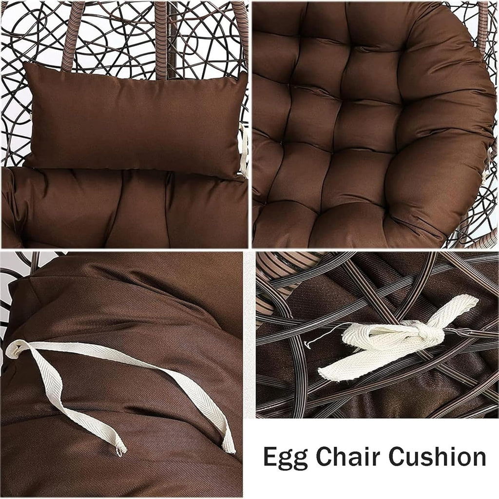 Large Rattan Rocking Chair with Cushions, Stylish Indoor/Outdoor Wicker Hanging Hammock, Elegant Garden Patio Seating - Noble Purple Color