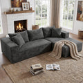 INGEROOM 108' Cloud Sectional Couch with L-Shape Chaise, Modular Sofa Memory Foam, Boneless Sofa with Movable Ottoman, Upholstered Couches for Living Room Bedroom, No Assembly Required, Dark Gray