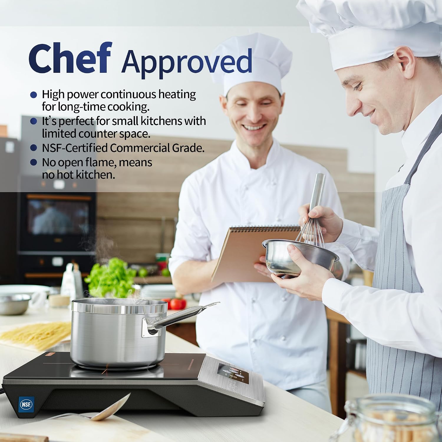 ChangBERT Portable Induction Cooktop 1800W NSF Certified Commercial Range Powerful Countertop Burner & 1800W Commercial Grade Induction Cooktop, NSF Certified Portable Large 8' Heating Coil