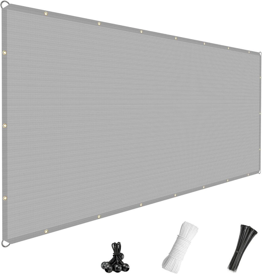 Windscreen4less 8' x 30' Sun Shade Sail Straight Edge Sun Shade Canopy Cover Outdoor with Grommets D-Ring UV Block for Pergola Backyard Patio (Light Gray)