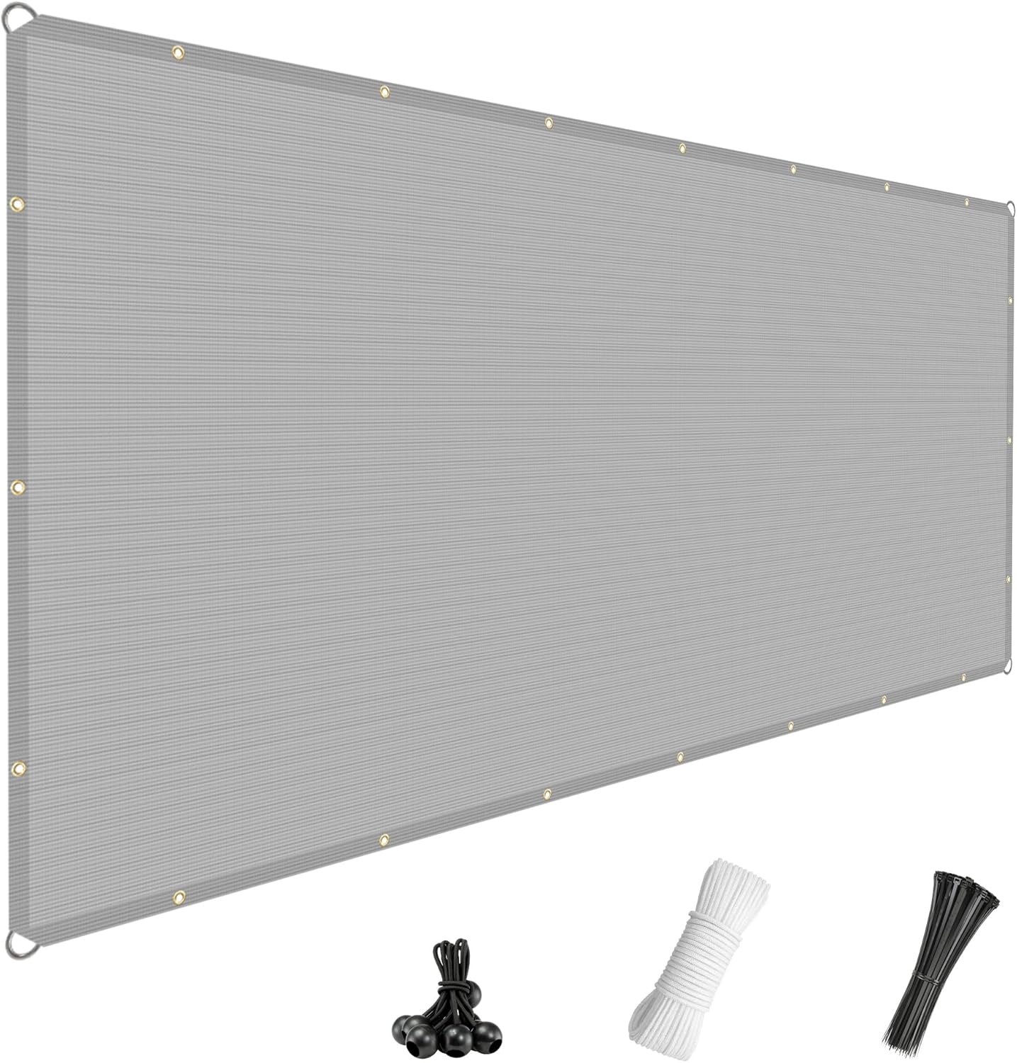 Windscreen4less 8' x 30' Sun Shade Sail Straight Edge Sun Shade Canopy Cover Outdoor with Grommets D-Ring UV Block for Pergola Backyard Patio (Light Gray)