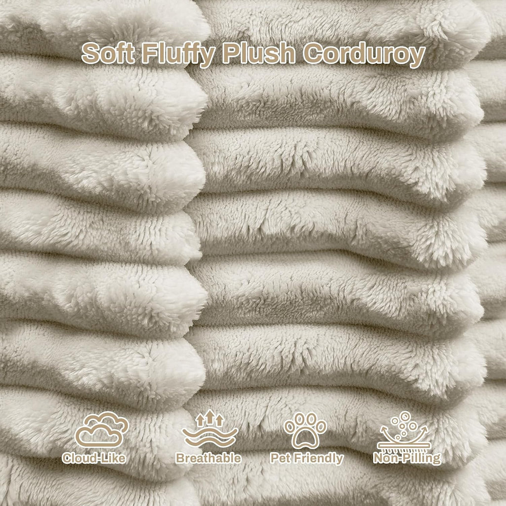 109' L-Shaped Boneless Cloud Sectional Couches, Comfy Corduroy Fluffy Modular Sectional Sofa with Left-Facing Chaise, Deep Seat Memory Foam Plush Couch for Living Room, Small Spaces, Beige White