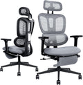 Ergonomic Mesh Office Chair with Retractable Footrest - High Back Computer Chair, Lumbar Support, Adjustable Armrest and Headrest, Durable Base - Multifunctional Home Office Desk Chair for Adults