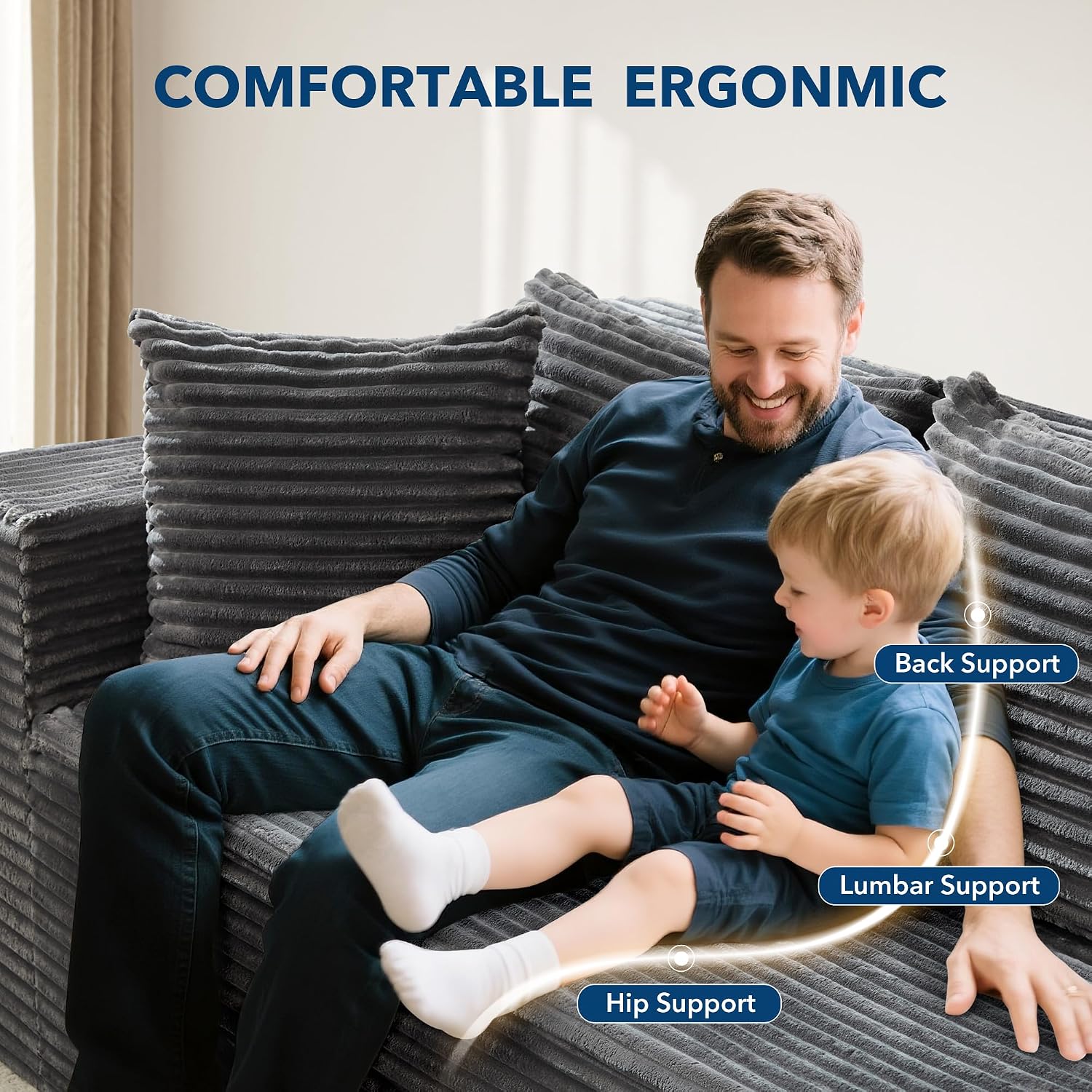 Garvee Modular Sectional Sofa Cloud Sectional Couch, 106' Comfy L Shaped Couches for Living Room,Oversized Sofa Sleeper with Deep Seat, No Assembly Required