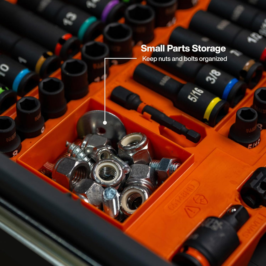 Klein Tools 65148HD KNECT Deep-Well and Shallow Impact Socket Set, 3/8-Inch Drive, SAE and Metric, 44-Piece Tool Set, Impact Driver, Swivel Adapter, Wrench Extensions, Removable Socket Organizer