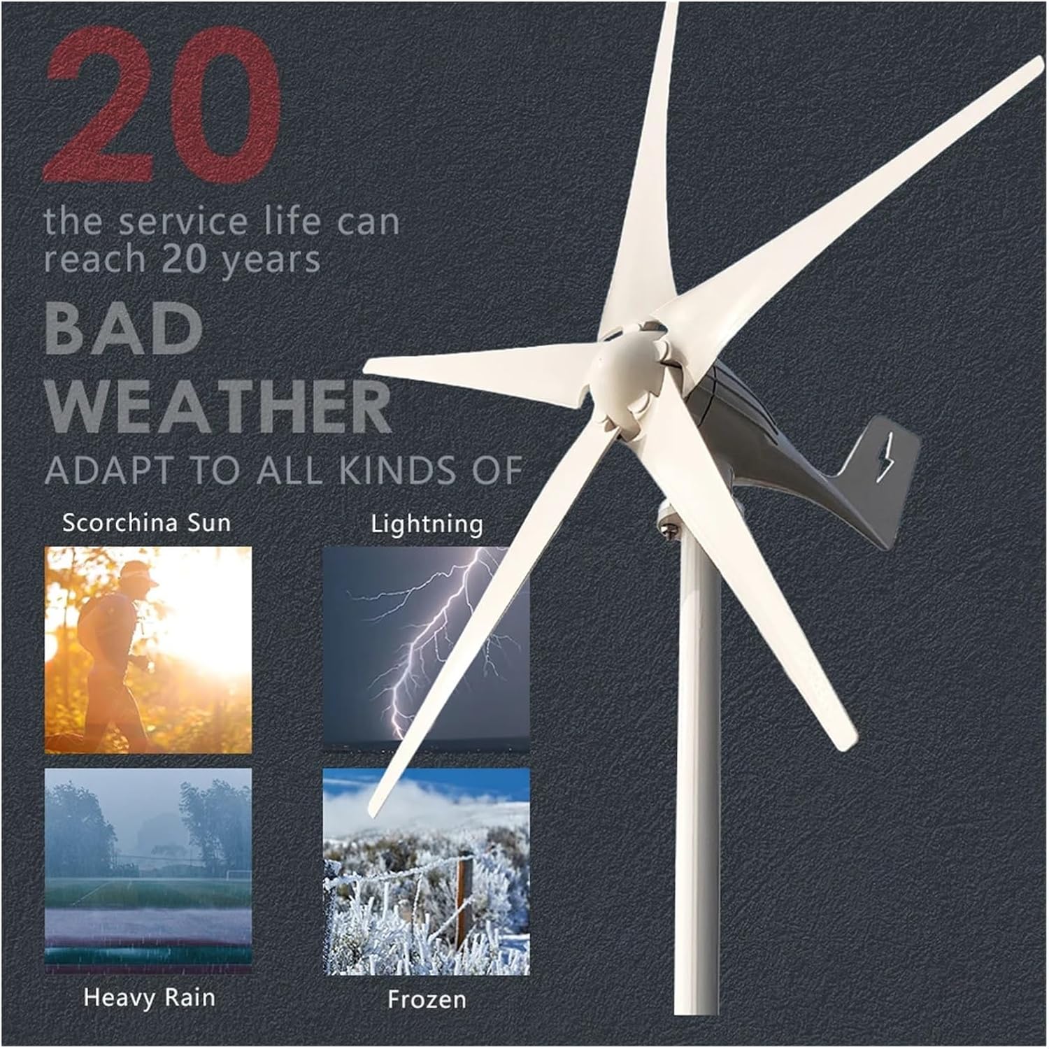 Wind Turbine, Free Energy Wind Turbine Generator 3000w 12v 24v 48v 5 Blades Windmills RV Yacht Farm for Home Use,for Home, Farm, RVs, Boats(12V)