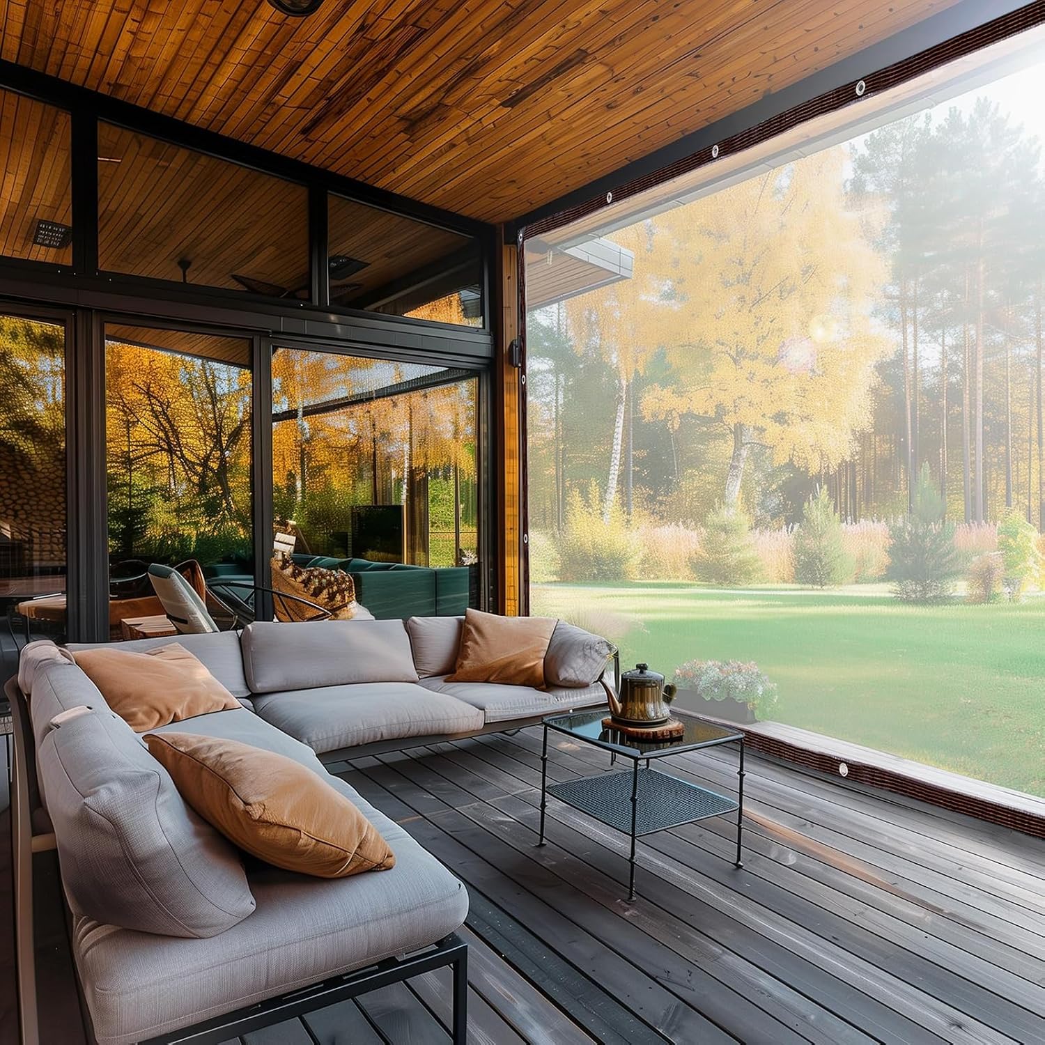 bujnie Transparent Tarpaulin Clear Vinyl Porch Enclosure Panels Resist to Sun, Rain, Wind for Gardens, Terraces, Gazebos, Greenhouses, Chicken Coops (20x18'/6x5.5m)