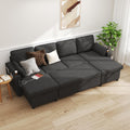DURASPACE Sofa Bed Pull Out Couch Sleeper with Double Storage Chaise, U Shaped Convertible Sectional Sleeper Sofa for Living Room with USB Charging Ports, Cup Holder (Dark Gray)