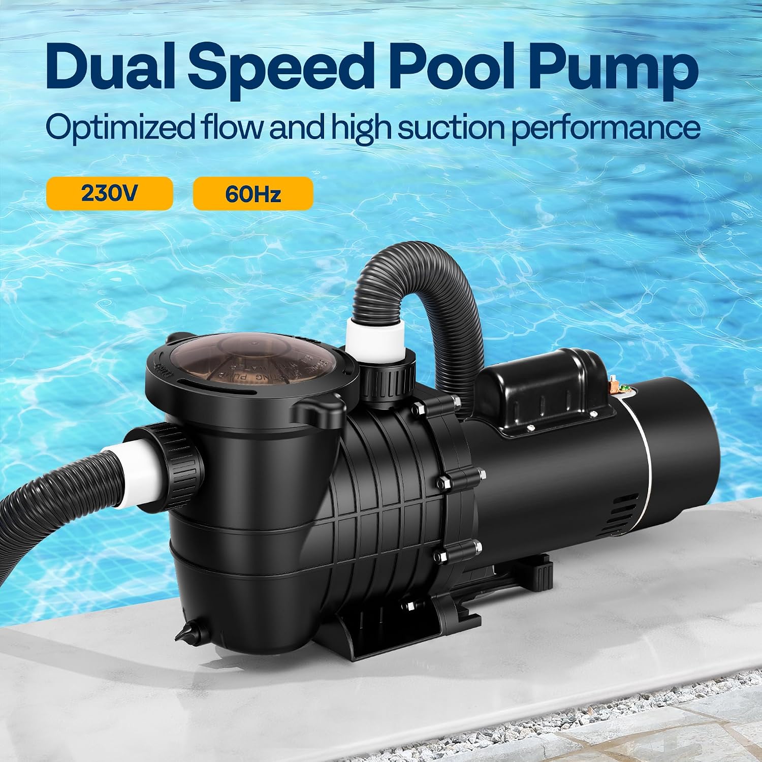 VIVOHOME 2.0 HP Self Priming In-Ground Swimming Pool Pump Dual Speed 2' 1.5' and 1.25'' Inlet/Outlet 230V Energy Saving w/Strainer Basket
